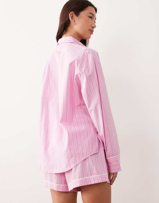 Calvin Klein pajama shirt and shorts set in pink stripes, 4 of 4