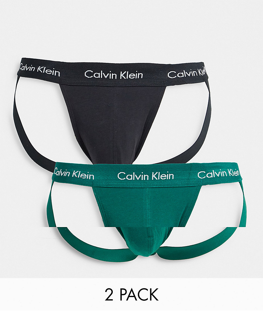 Calvin Klein - Pakke med 2 par jockstraps i sort og grøn-Multifarvet