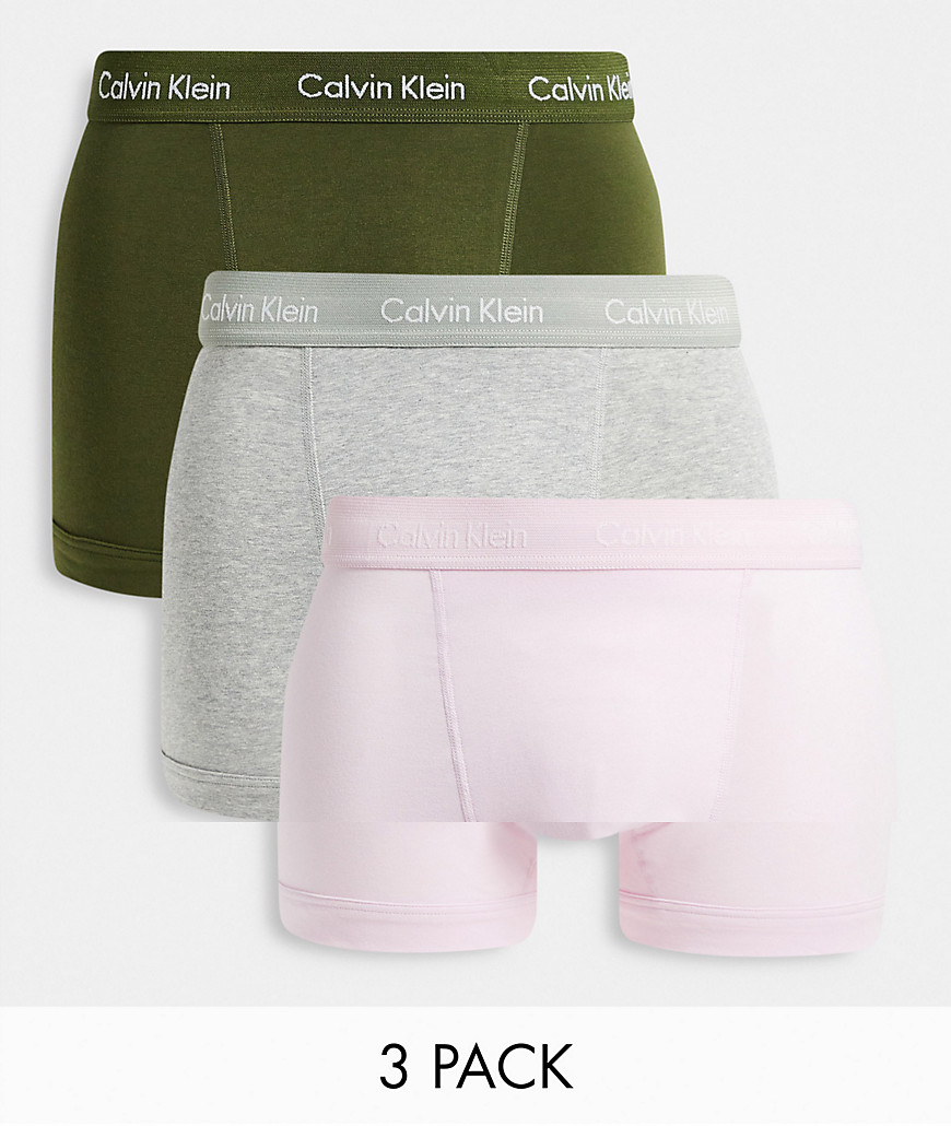 Calvin Klein - Pakke med 3 par boksershorts i kaki/grå/lyserød-Multifarvet