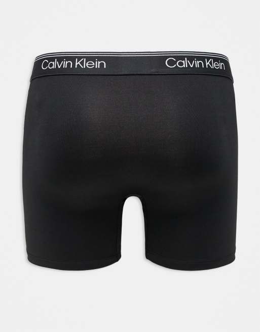 Calvin Klein - Pakke med 3 par mikrofiber-boksershorts med stræk i sort/grå/turkis, 2 af 3