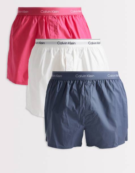 Calvin Klein - Pakke med 3 par vævede boksershorts i lyserød/hvid/koksgrå - view 1