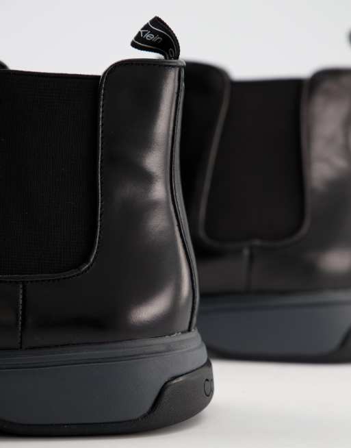 Calvin Klein – Pancho – Czarne skórzane sztyblety na grubej podeszwie, 4 z 4