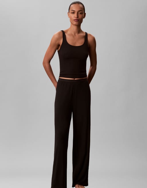 Calvin Klein pantalon de pyjama côtelé en modal doux noir, 2 de 6