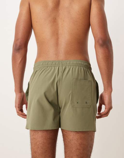 Calvin Klein - Pantaloncini da bagno kaki con coulisse e logo laterale, 4 di 4