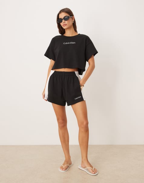 Calvin Klein - Pantaloncini e t-shirt corta neri con logo - view 1