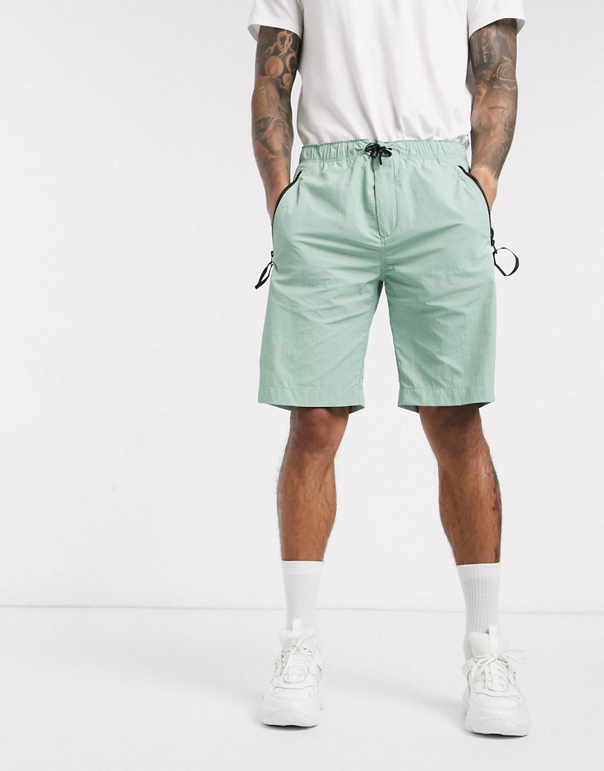 Calvin Klein - Pantaloncini in nylon stropicciato verdi-Verde