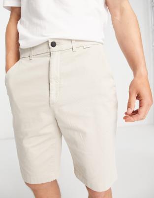 Calvin Klein cotton blend sateen slim fit short in stone - ASOS Price Checker
