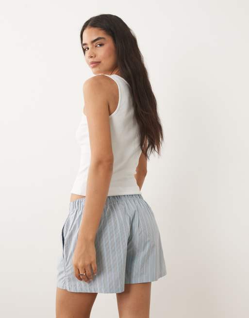 Calvin Klein - Pantalones cortos a rayas azules con logo de popelina, 2 de 4