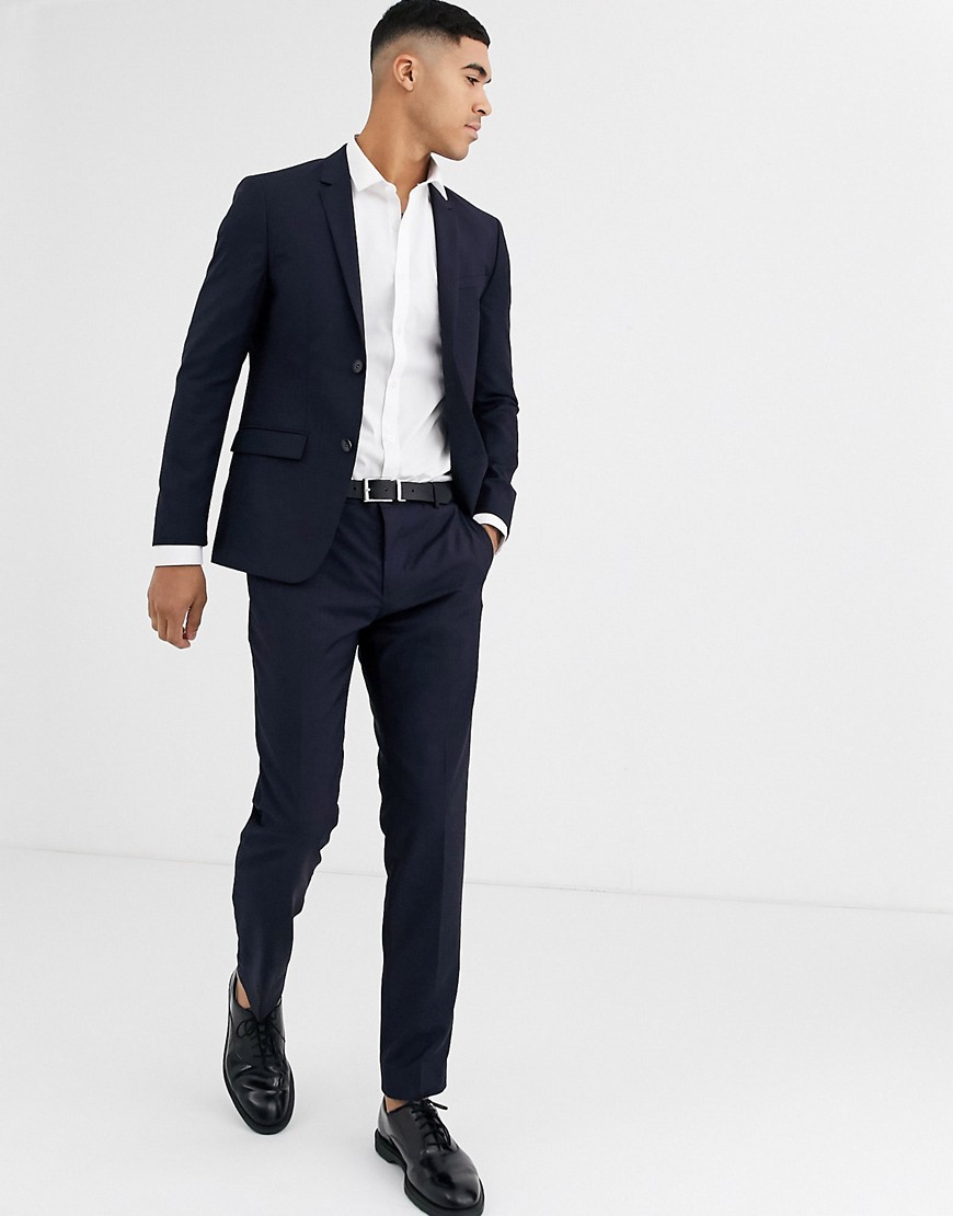 Calvin Klein - Pantaloni da abito raffinati in lana blu navy