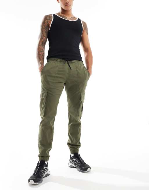 Calvin Klein - Pantaloni skinny cargo verde oliva slavato, 3 di 5