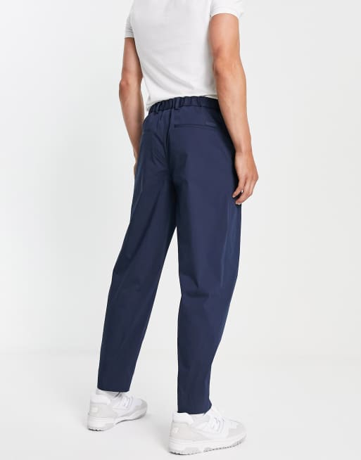 Calvin Klein paper cotton cropped pants in navy ASOS