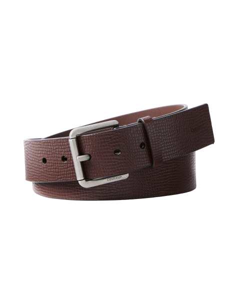 Calvin Klein pasek ze skóry o fakturze grain z klamrą rolkową 40 mm w kolorze kasztanowobrązowym - view 1