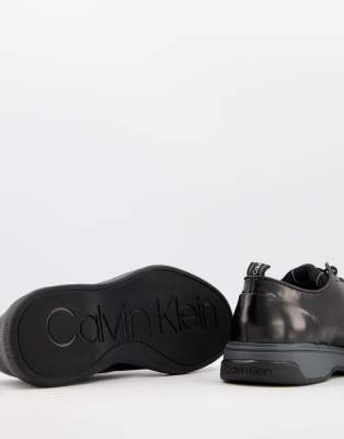 calvin klein black leather shoes