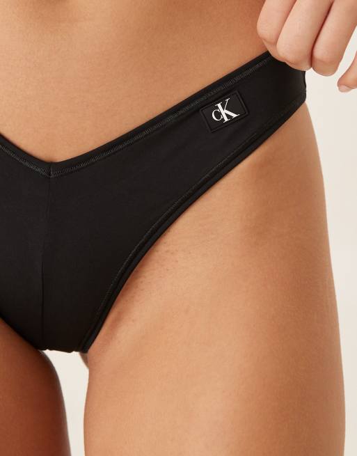 Calvin Klein patch logo bikini bottoms in black, 2 of 4