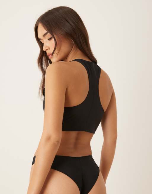 Calvin Klein patch logo bikini bottoms in black, 4 of 4