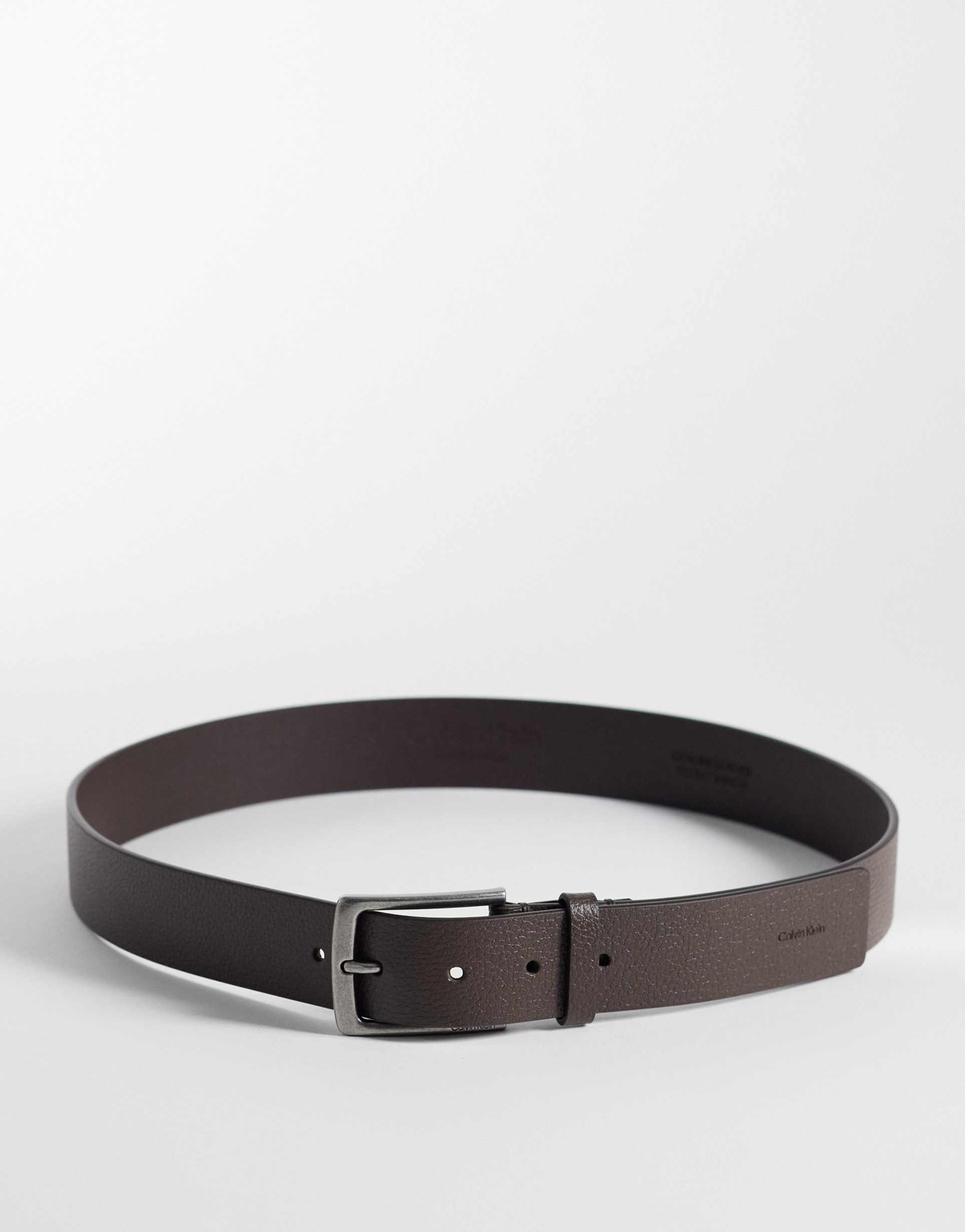 calvin klein pebble buckle belt 35mm in chocolate brown