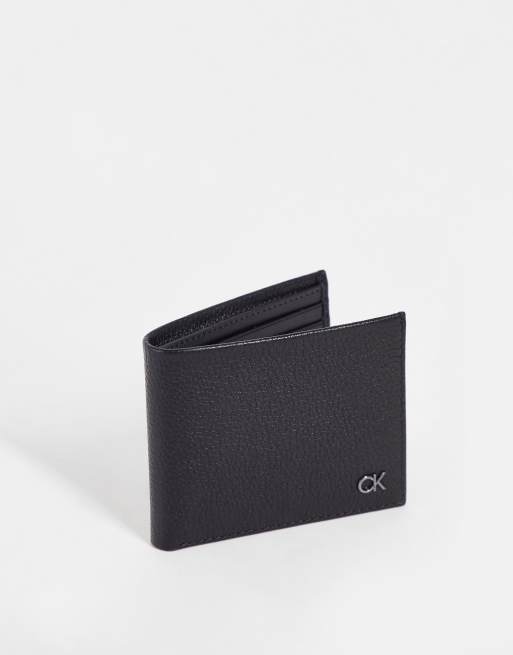 Calvin Klein Men's Pebble Leather Slim Bifold Wallet - Grey