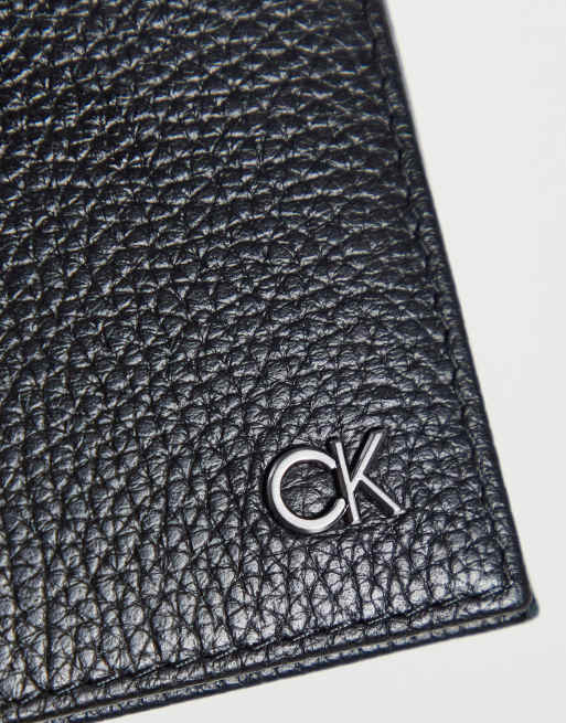 Calvin Klein Men's Pebble Leather Slim Bifold Wallet - Grey