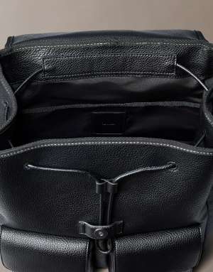 Calvin Klein Pebbled signature logo trolley backpack in black