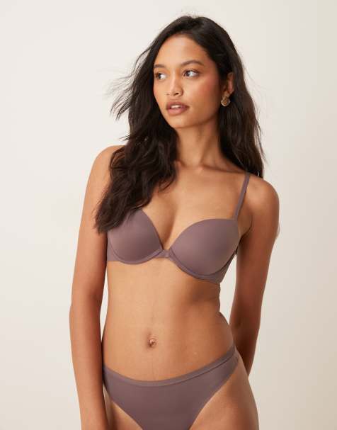 Calvin Klein – Perfectly Fit – Brązowy biustonosz push up z głębokim dekoltem - view 1