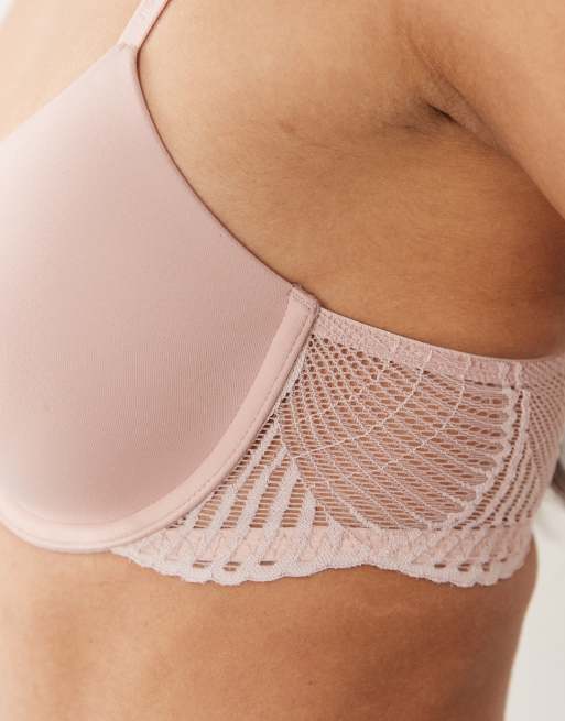 Calvin Klein Perfectly Fit lace lightly lined perfect coverage bra in light pink, 4 of 4