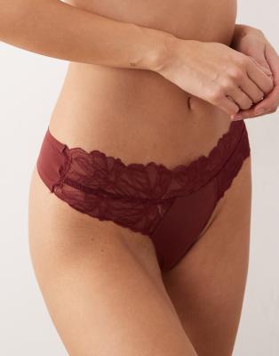 Calvin Klein perfectly fit lace thong in burgundy-Red
