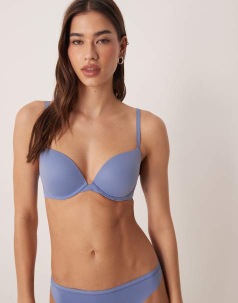 Calvin Klein – Perfectly Fit – Niebieski biustonosz push up z głębokim dekoltem - view 1