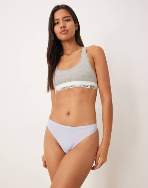 Calvin Klein perfectly fit push up plunge bra thong co-ord in light blue? - view 1