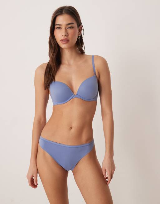 Calvin Klein - Perfectly Fit - Reggiseno scollo profondo push-up blu, 3 di 4