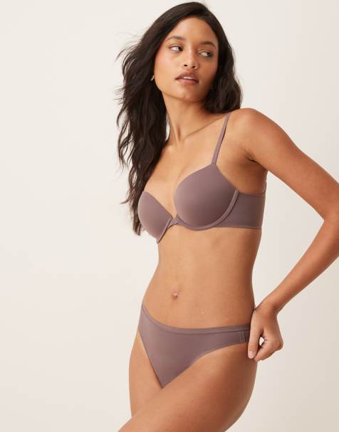 Calvin Klein - Perfectly Fit - Reggiseno scollo profondo push-up marrone - view 1