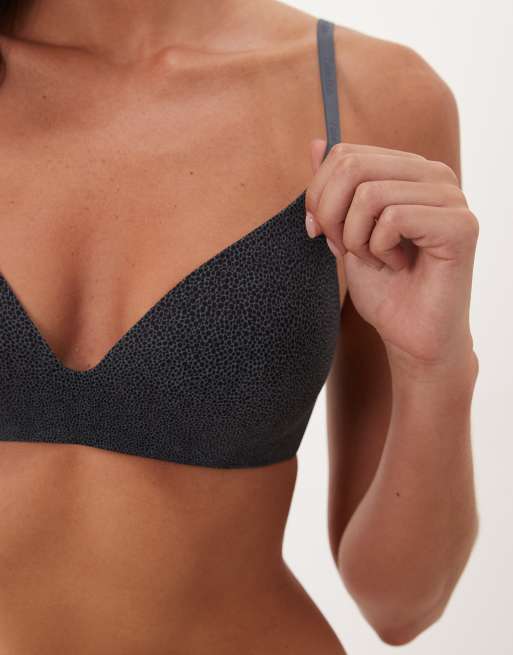 Calvin Klein Perfectly Fit wire-free printed t-shirt bra in grey, 2 of 4