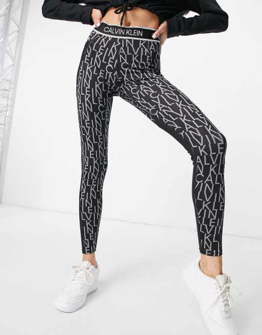 Calvin Klein Performance all-over logo leggings co-ord in black