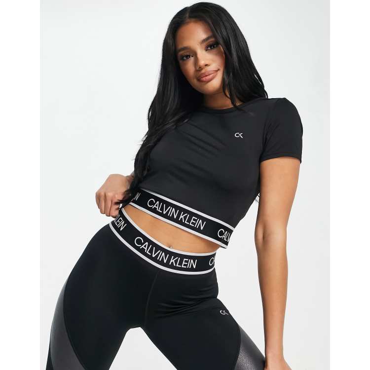 Calvin Klein Performance logo waist workout legging co-ord in black