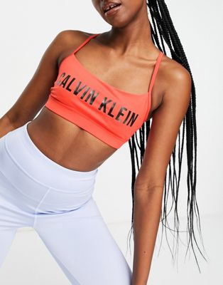 Calvin Klein Performance low impact sports bra co-ord in orange - ASOS Price Checker