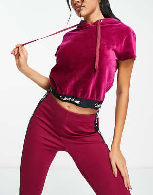 Calvin Klein Performance Cap Sleeve Logo Hoodie In Pink - Part Of A Set