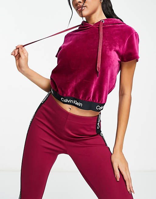 Calvin Klein Performance cap sleeve logo hoodie in pink - part of a set |  ASOS
