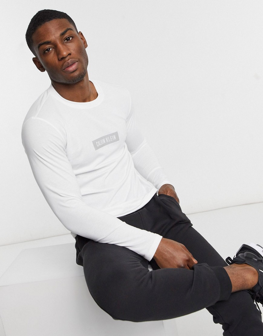 Calvin Klein Performance central logo long sleeve top in bright white