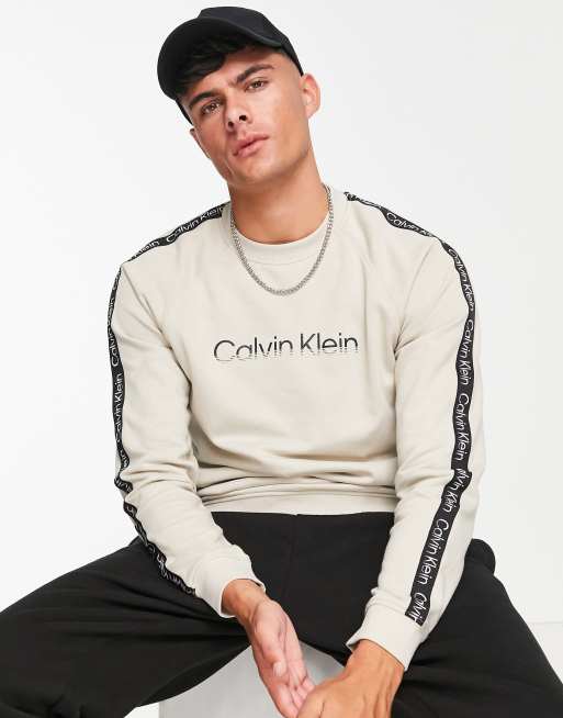 Calvin Klein Performance chest logo sweatshirt in beige