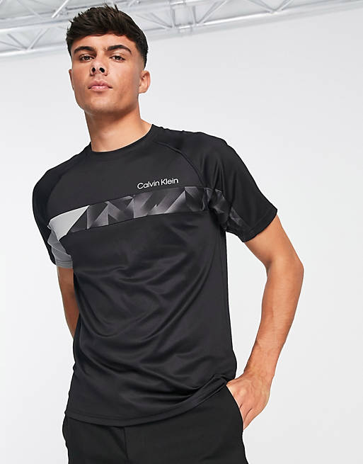 Calvin Klein Performance chest stripe t-shirt in black | ASOS