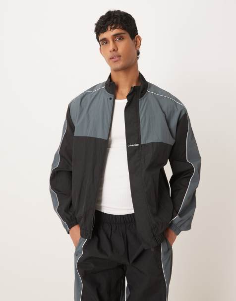 Calvin Klein Performance color block jacket in black & gray - part of a set - view 1