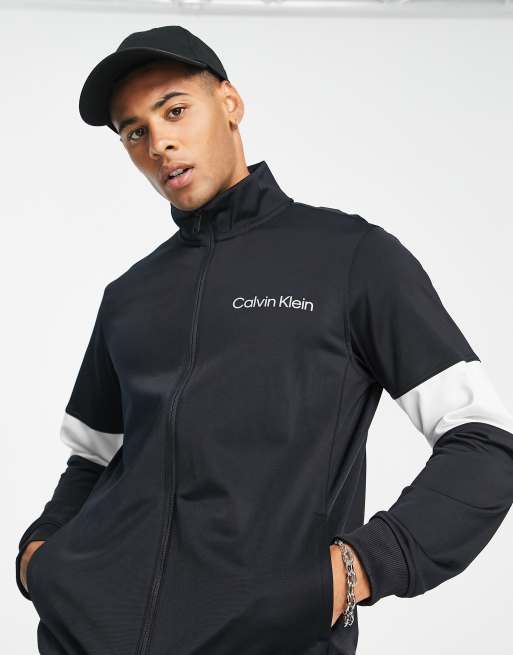 Calvin Klein Performance color block tracksuit set in black ASOS