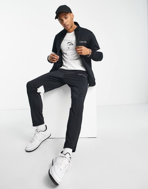 Calvin Klein Performance colour block tracksuit set in black ASOS