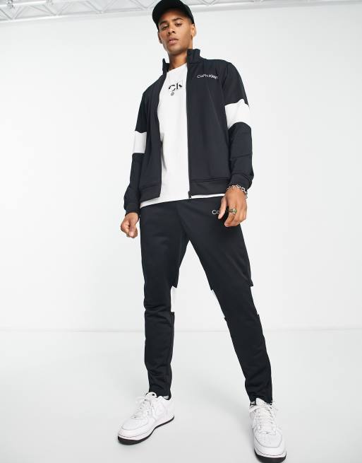 Calvin Klein Performance colour block tracksuit set in black ASOS