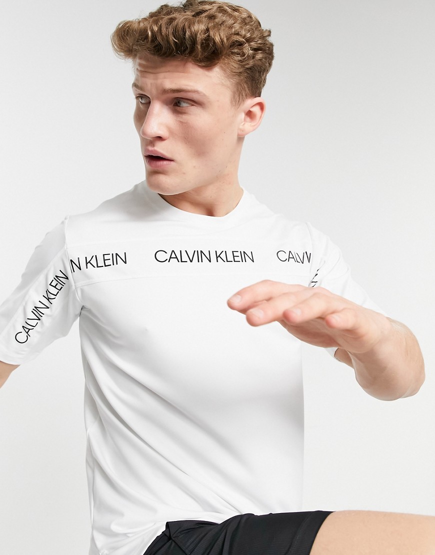Calvin Klein Performance cooltouch logo taping detail running t-shirt in bright white