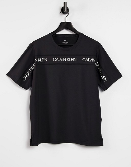 Calvin Klein Performance cooltouch logo taping detail running t-shirt in ck black