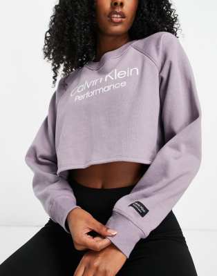 biografie vlotter karton Calvin Klein Performance cropped logo sweatshirt in lilac-Purple | Smart  Closet