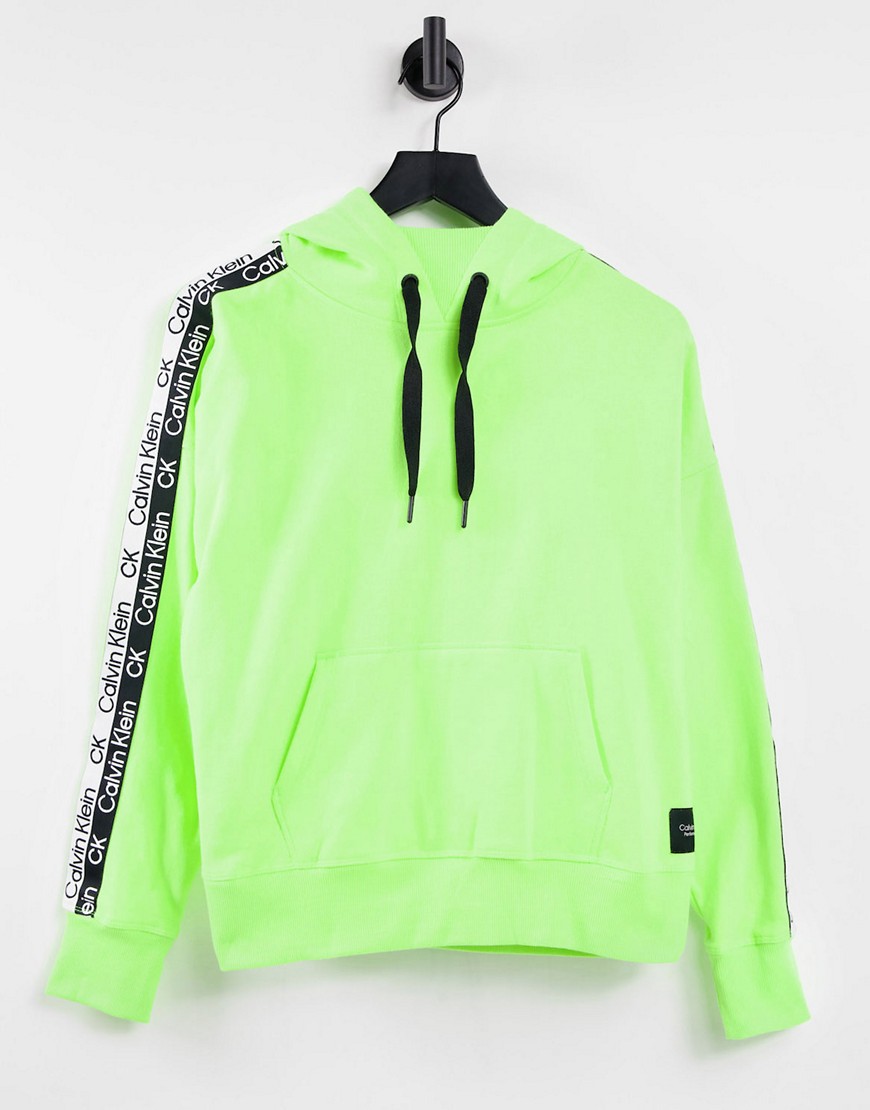 Calvin Klein Performance drop shoulder front pocket hoodie in lime - part of a set-Green