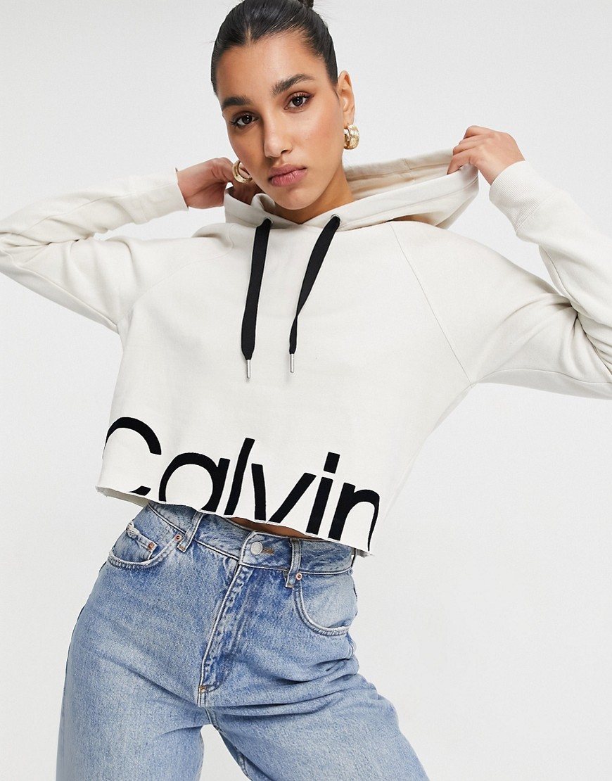 Calvin Klein Performance front logo hoodie in white