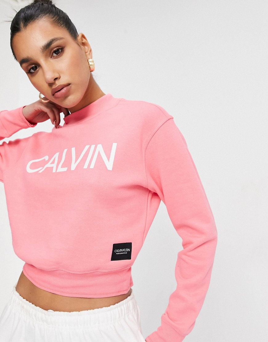 Calvin Klein Performance front logo mock neck top in pink