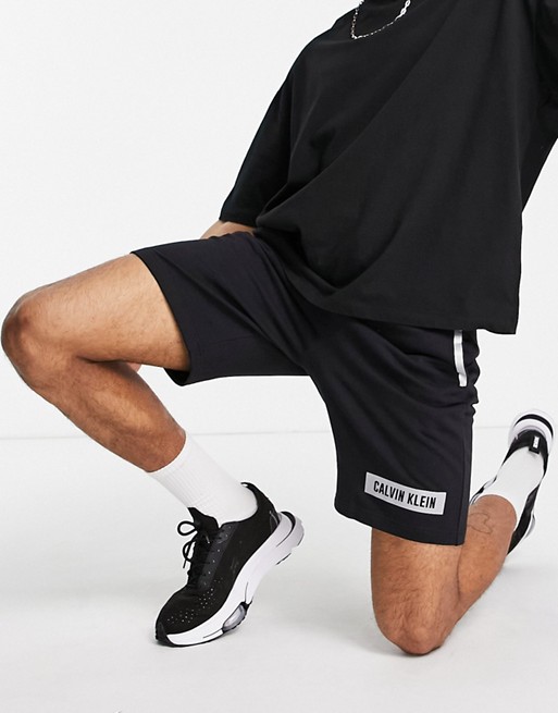Calvin Klein Performance front logo sweat shorts in ck black